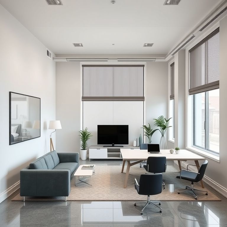 Professional, clean, modern five-bedroom house and commercial office in Perth, showcasing high-quality paint jobs in a 16:9 aspect ratio.