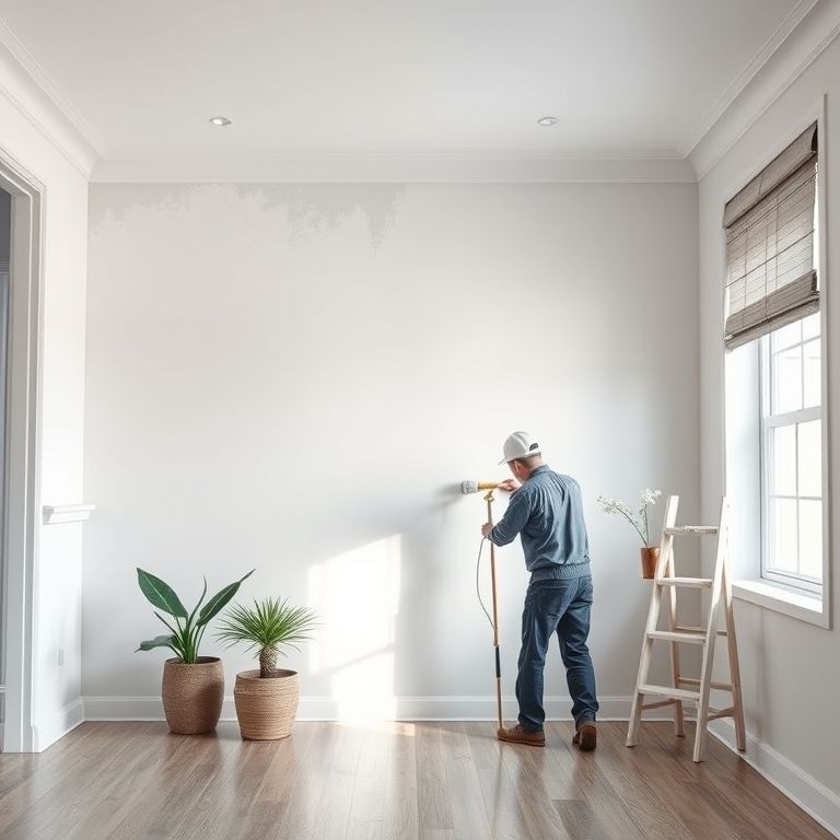 Modern Perth home, autumn hues, undergoing lead-safe abatement; high-quality, 16:9, ideal for articles on best painting times and Perth's safe abatement contractors.