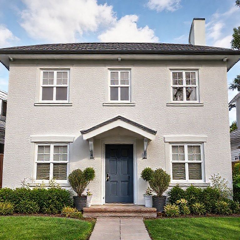 Professional, clean modern exterior house painting in Perth, showcasing high-quality photorealistic 16:9 aspect ratio image of expertly applied paint on a sleek, contemporary home facade.