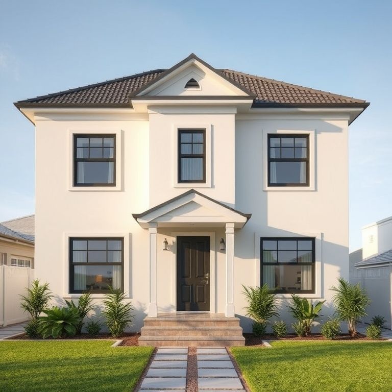 Modern, three-bedroom house in Perth undergoing painting, showcasing high-quality, clean, and professional exterior transformation with a 16:9 aspect ratio.