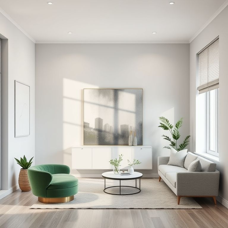 Modern, eco-friendly paint options showcased in a sleek, minimalist Perth storefront, against a clean, professional backdrop, ideal for highlighting sustainable choices.