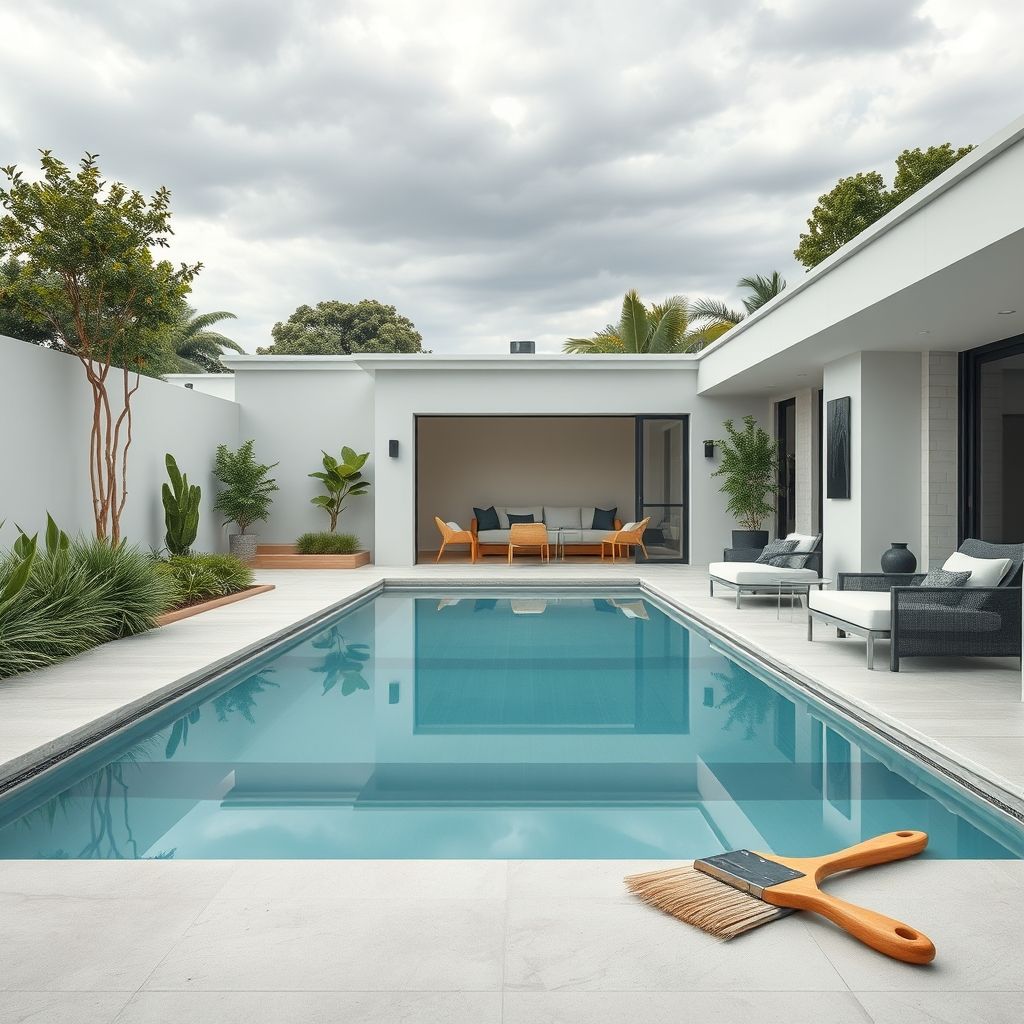 Choosing paint for Perth's humid climate: A modern, empty pool deck awaits a new coat.