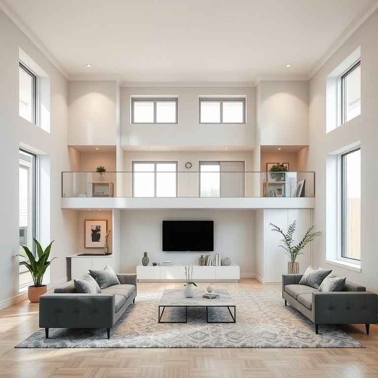 Modern, double-storey, 4-bedroom house, painted in pristine hues, showcasing clean lines and professional aesthetics, Perth. Ideal for featured image, 16:9 aspect ratio.