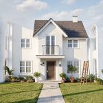 Modern, clean, high-quality 16:9 image showcases a well-maintained strata building and house, symbolizing reliable painters' work on professional exterior facades.