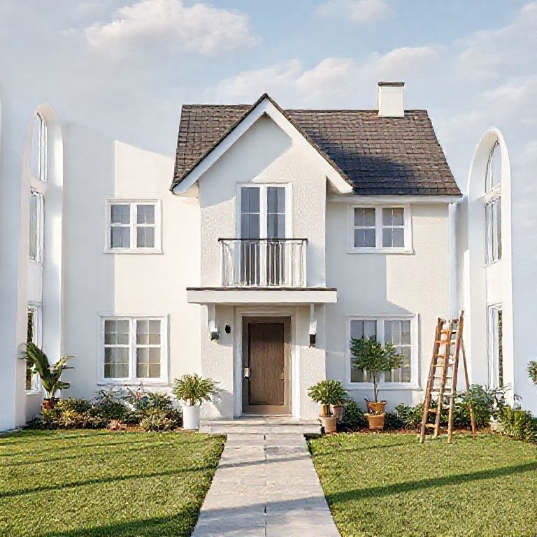 Modern, clean, high-quality 16:9 image showcases a well-maintained strata building and house, symbolizing reliable painters' work on professional exterior facades.