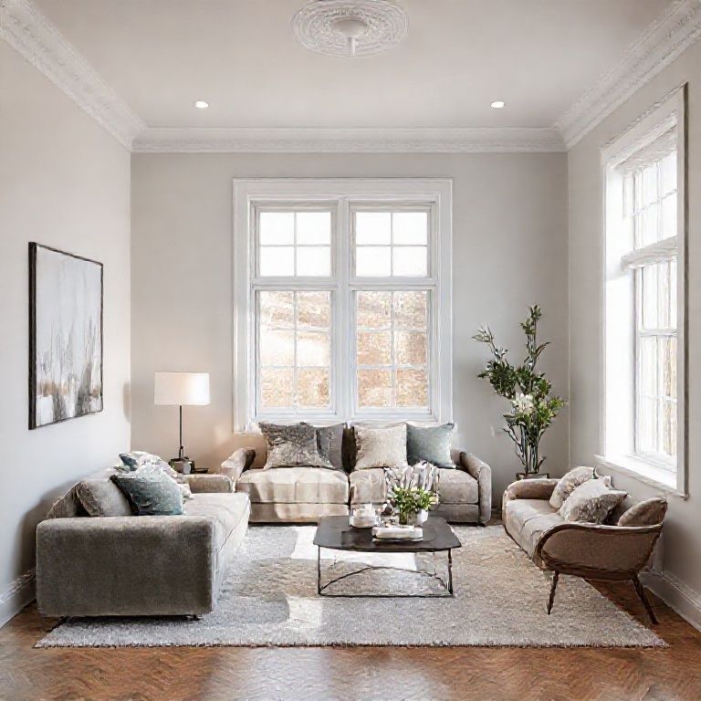Modern, clean, 16:9 aspect ratio image showcases a high-quality, professional repaint of a Perth home room by room, featuring sleek, stylish interiors, ideal for cost-of-repainting visualizations.