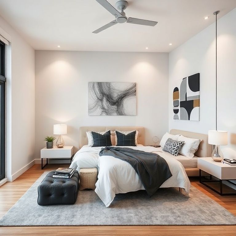 Modern, spacious Six-Bedroom Prestige Property in Perth, showcasing sleek architecture and collaborative design by local painters. Clean lines, high-quality photorealistic imagery, ideal for featured images, 16:9 aspect ratio.