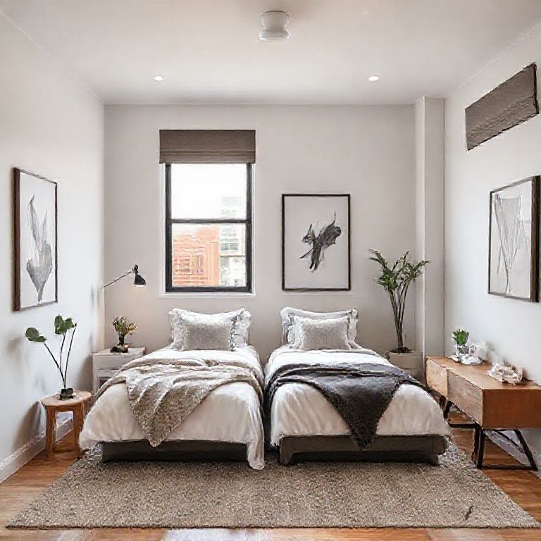 Modern, tidy two-bedroom apartment in Perth CBD with clean lines and professional finishes, showcasing traditional style in a high-quality, 16:9 photorealistic image.
