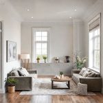 Modern, clean house painting scene showcasing varied hues, emphasizing local knowledge's importance in achieving quality results, 16:9, 1600px x 900px aspect ratio.