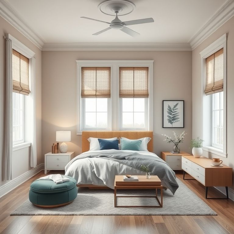 Sleek, modern two-bedroom family home in luxurious, contemporary paint colors, showcasing a clean and professional 16:9 facade, ideal for featured images.