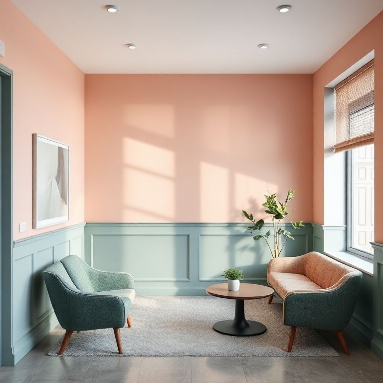 Modern, clean office interior showcasing diverse paint color choices in harmony with Perth's climate and light, ideal for commercial interior design.