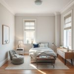 Modern, two-bedroom plus study house in Perth, showcasing sleek, premium design, clean lines, and a neutral color palette, ideal for a featured image in a real estate listing.