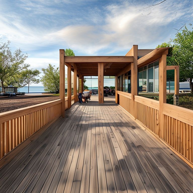 Modern, clean timber maintenance scene in Perth's climate: High-quality close-up of weathered and freshly painted timber, showcasing maintenance techniques for Perth's climate, in a 16:9 aspect ratio, ideal for featured images.
