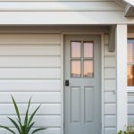 High-quality, modern, 16:9 photorealistic image showcases a well-maintained painted timber exterior in Perth, highlighting weekend painting services with flexible scheduling options.