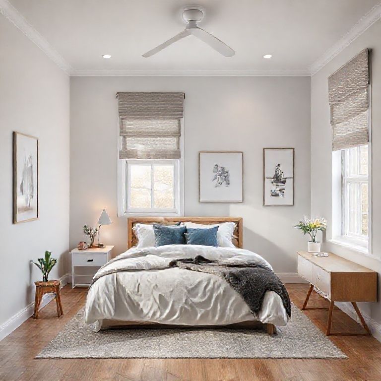 Modern, clean one-bedroom property showcasing maximized space with sleek paint finishes, minimalist furniture, and a spacious, open-concept layout, ideal for home design inspiration.