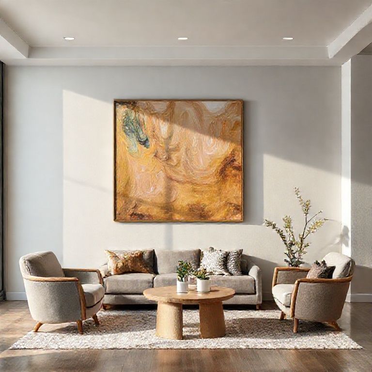 Professional, high-value painting showcase in a sleek, modern setting, emphasizing investment returns in a 16:9 aspect ratio.
