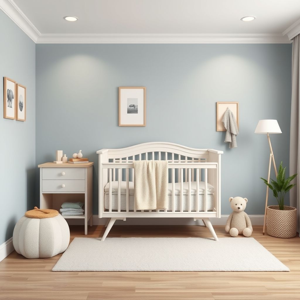 Nursery with modern, non-toxic paint in Perth. A safe, clean, and stylish space for babies.