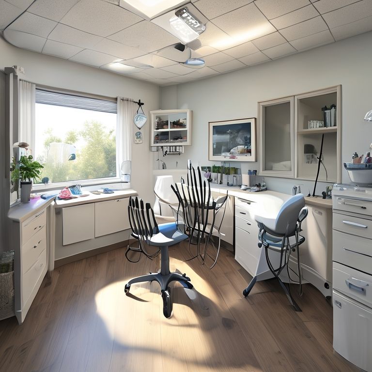 Modern, clean, 16:9 house painting project scene with professional dental surgery-inspired color palette, showcasing Perth healthcare coating specialists' expertise in high-quality photorealistic imagery.