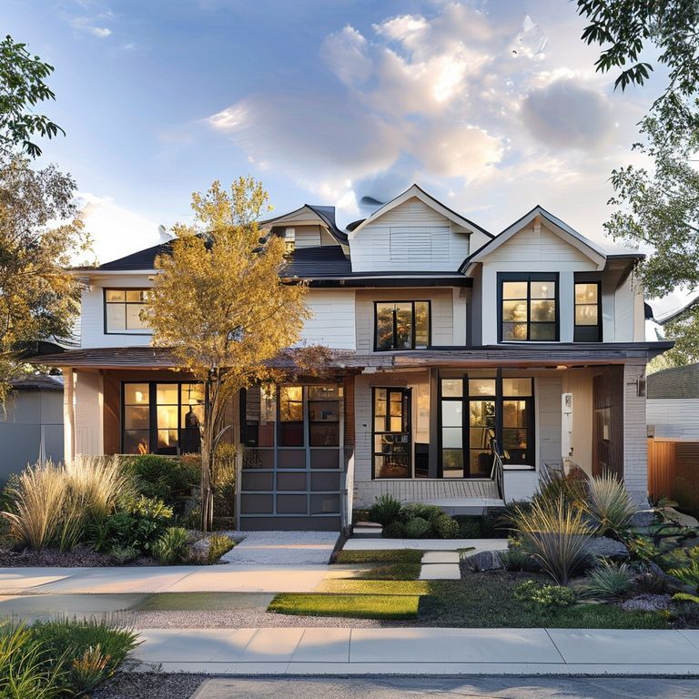 Modern, five-bedroom Perth home exterior, freshly painted in a clean, professional finish, under a clear sky, suitable for featured image, 16:9 aspect ratio.