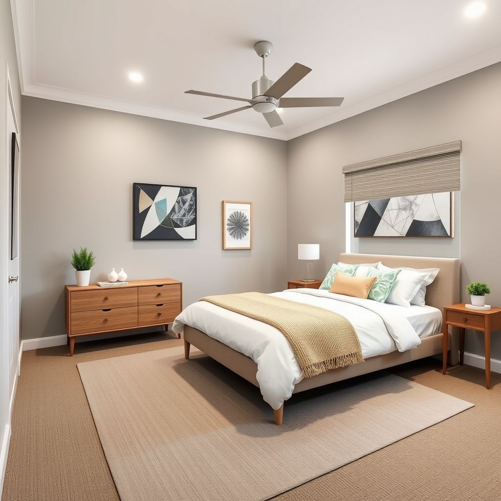 Modern, empty bedroom with a fresh coat of paint, ready for new furniture.