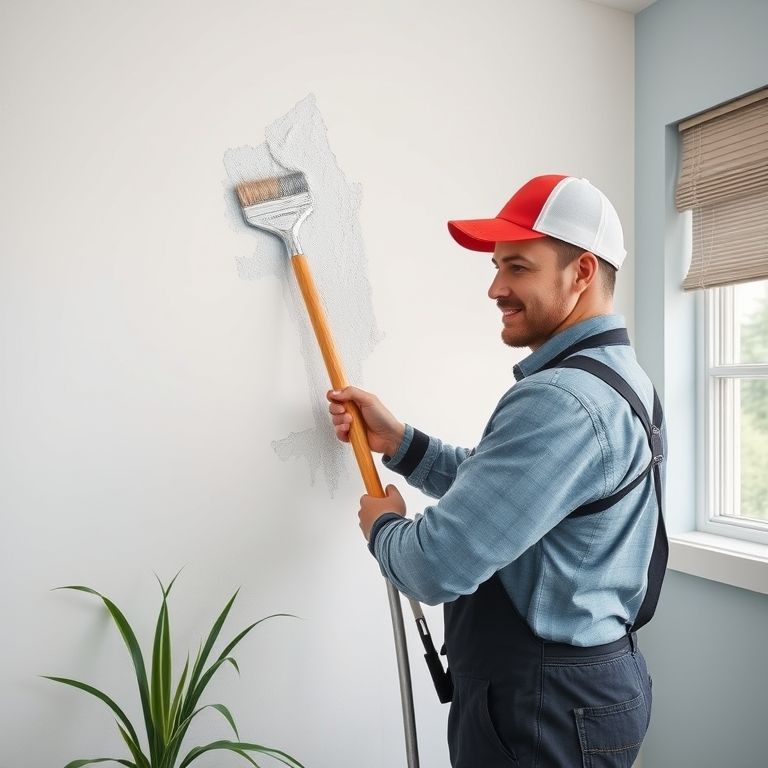 Modern, clean-lined image showcases a swift response team of professional small local painters, equipped for emergency storm damage restoration in Perth, Australia, in a high-quality, photorealistic 16:9 style.