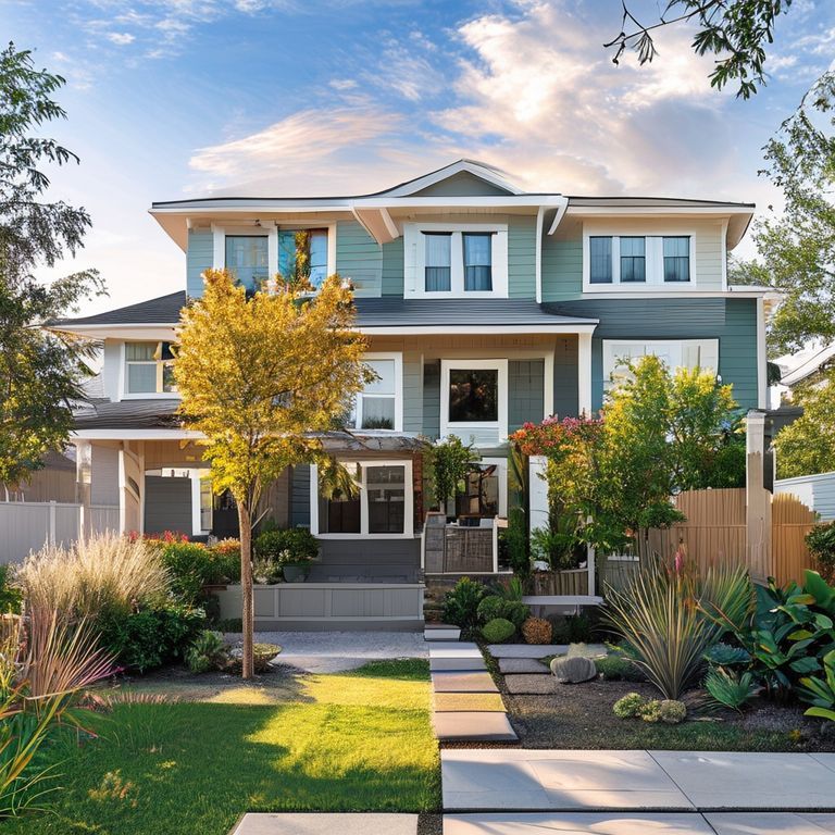Modern Perth home and holiday home exteriors undergoing seasonal maintenance, showcasing optimal painting time against a clean, professional backdrop, suitable for a featured image with a 16:9 aspect ratio.