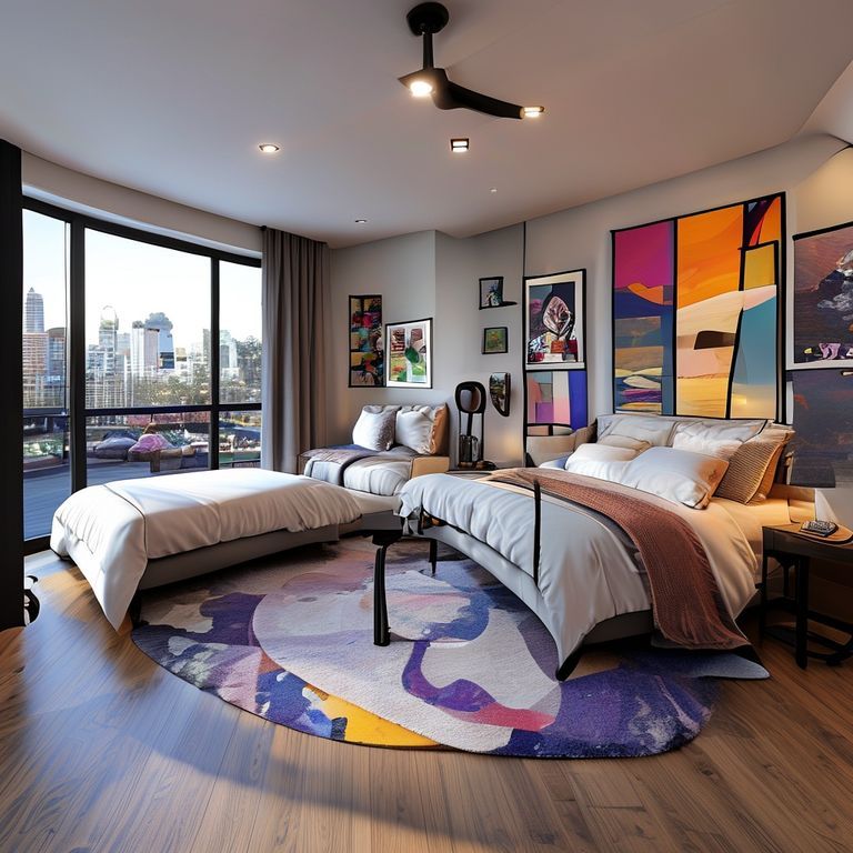Modern, clean two-bedroom home exteriors in vibrant family-friendly paint colors, with a sleek Perth gym facility nearby, showcasing professional fitness equipment.