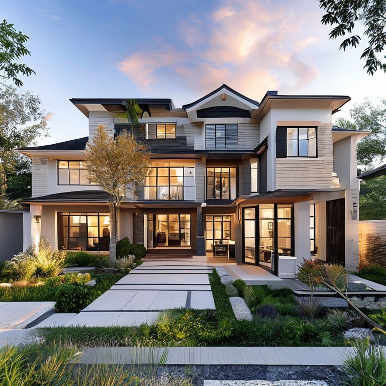 Modern, four-bedroom luxury home in Perth, expertly prepared for settlement with pristine, professional painting in a clean, contemporary style. Suitable for featured real estate imagery, 16:9 aspect ratio.