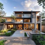 Modern, four-bedroom open-plan Perth house, expertly painted in sleek, contemporary hues, showcasing flexible weekend painting services. Clean lines and a 16:9 aspect ratio make it perfect for a featured image.