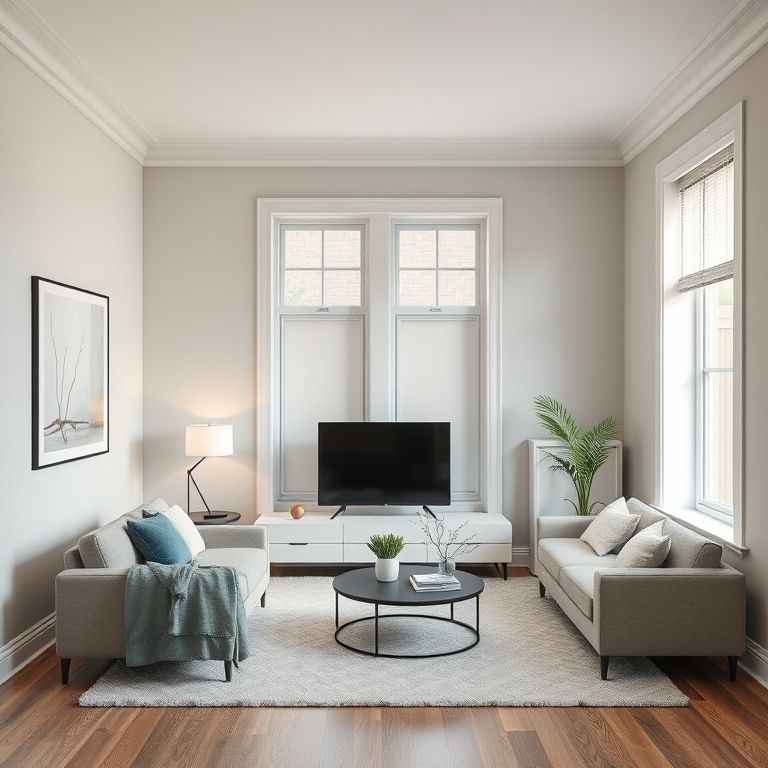 Modern, clean 16:9 ratio image showcasing a transformative room repaint in Perth home, highlighting the cost and quality of a professional, modern repainting project.