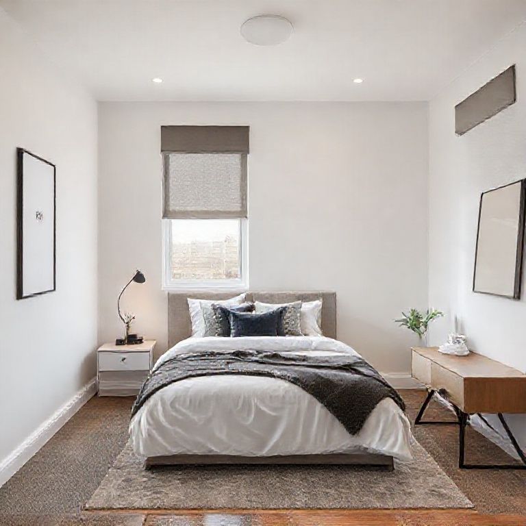 Modern, clean one-bedroom studio apartment, showcasing stylish painting solutions in a sleek Perth setup, ideal for portfolio display, 16:9 aspect ratio.