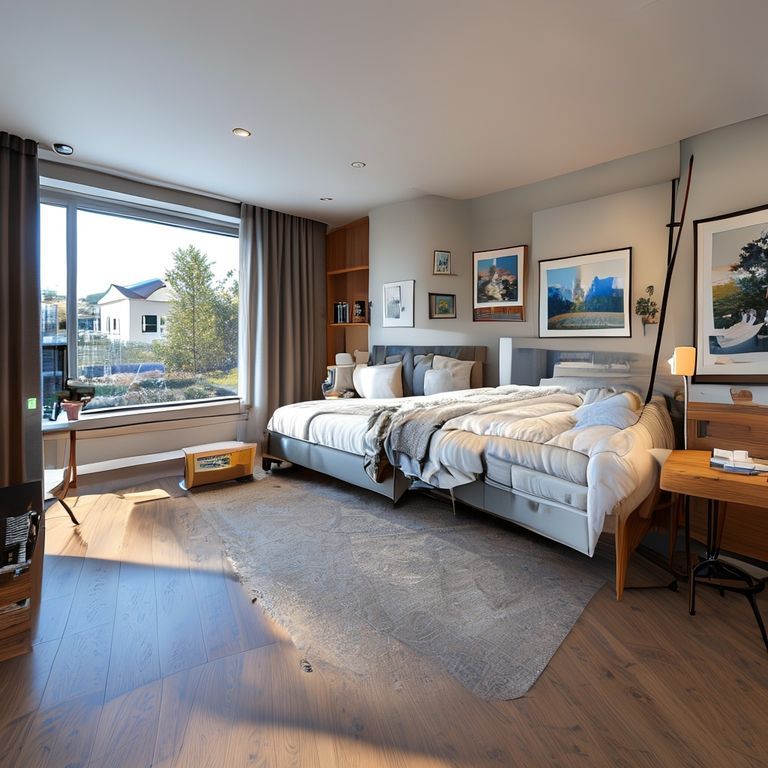 Modern two-bedroom investment property under restoration, showcasing sleek lines, clean design, and high-quality paintwork. Ideal for professional marketing materials.
