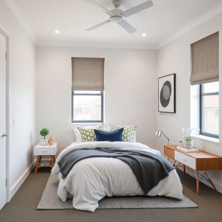 Modern, clean, two-bedroom unit interior showcasing expert painting services in Perth, with professional hues and a 16:9 aspect ratio.