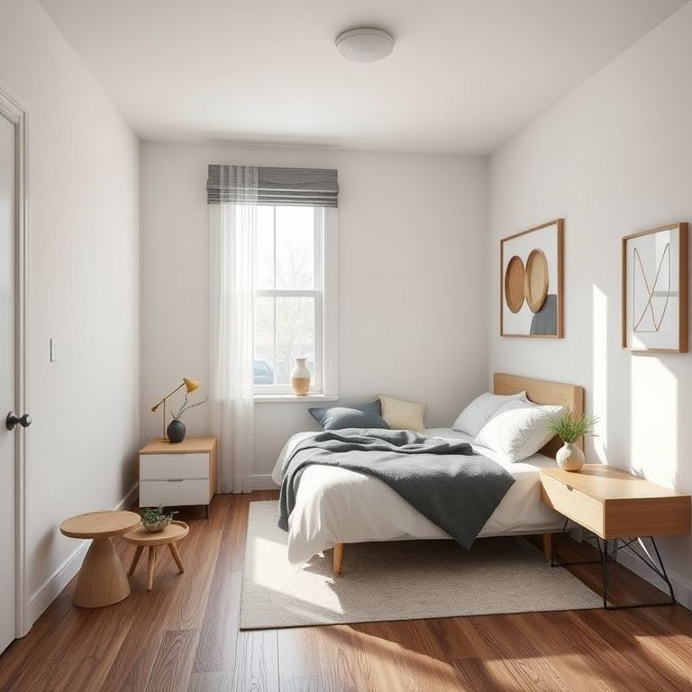 Modern, clean one-bedroom apartment interior with sleek wood deck, showcasing affordable painting services in a professional setting, ideal for featured images.