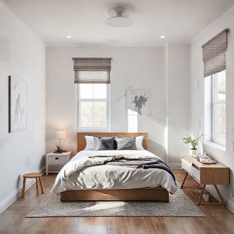 Sleek, modern one-bedroom apartment interior, expertly painted in soothing colors, with clean lines and minimalist décor, ideal for affordable living.