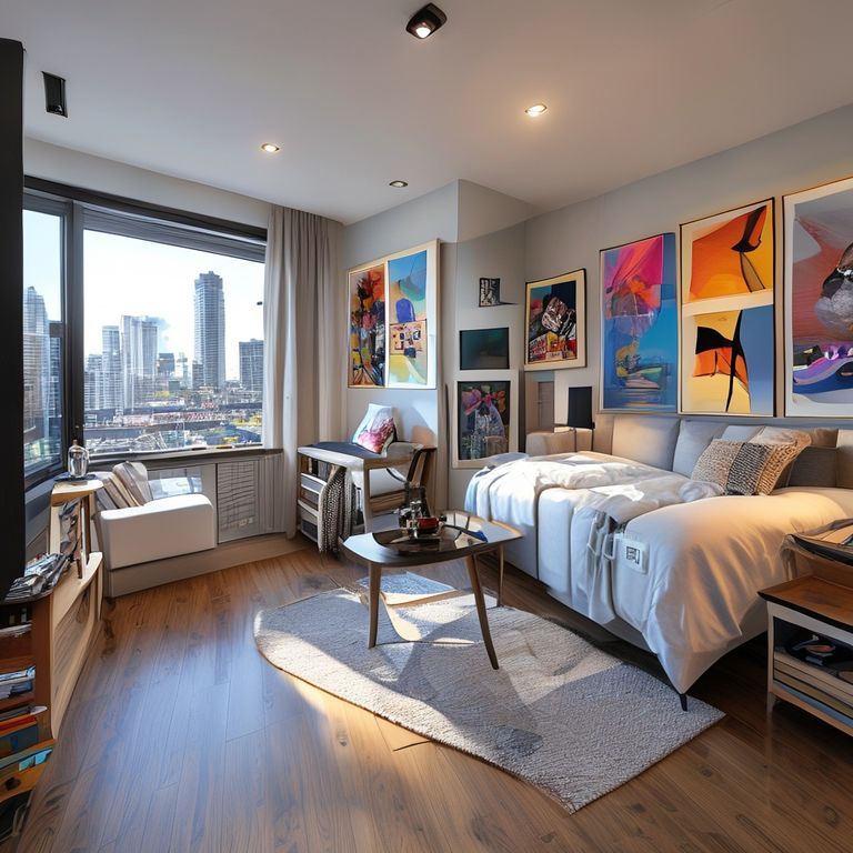 Modern, clean, two-bedroom apartment in Perth CBD, showcasing professional painters' expert service in a sleek, high-quality 16:9 photorealistic image.