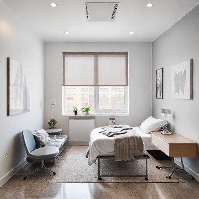 Clean, modern two-bedroom apartment in Perth CBD with adjacent medical center, showcasing professional paint finishes and sleek architecture, ideal for a featured image in a 16:9 aspect ratio.