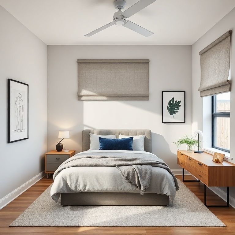 Modern, clean-lined home office-bedroom in contemporary colors, showcasing dual-purpose design and expert Perth house painting, ideal for modern living spaces.