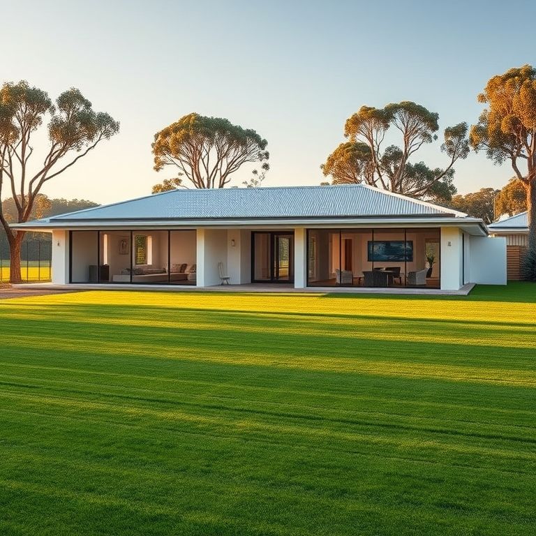 Modern, spacious five-bedroom acreage property with pristine architecture, set amidst lush greenery in Perth, perfect for a featured image.