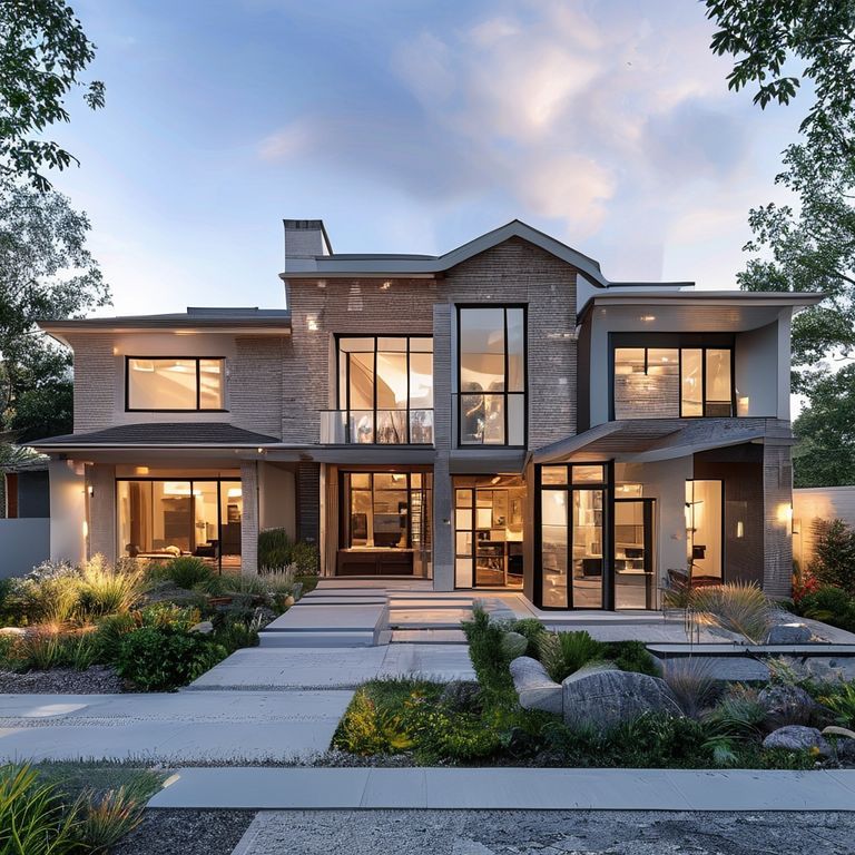 Modern, spacious five-bedroom new construction in Perth, showcasing sleek, minimalist interior design with clean lines, neutral tones, and large windows. Ideal for a featured image.