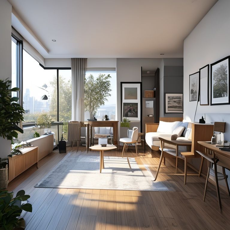Sleek, modern one-bedroom unit with a freshly painted roof, showcasing a clean, professional ambiance, ideal for an affordable living space.