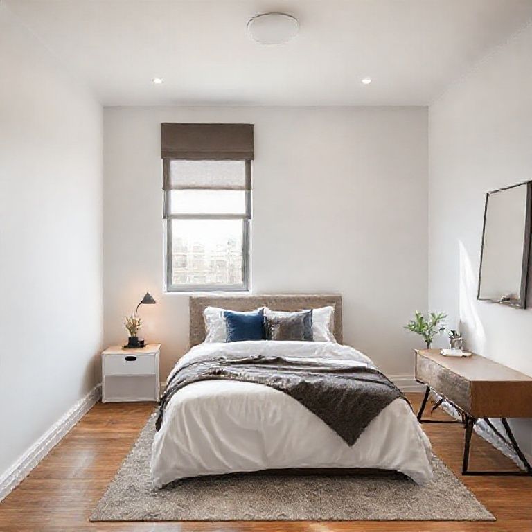 Modern, clean One-Bedroom Studio Apartment in Perth, featuring sleek painting solutions and a minimalist aesthetic, suitable for 16:9 aspect ratio.