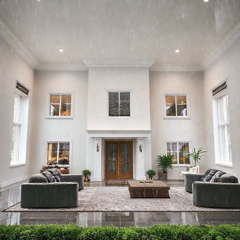 Modern six-bedroom Perth home under gentle rainfall, showcasing a fresh coat of paint on its sleek, professional exterior, ideal for featured images on painting cost topics.