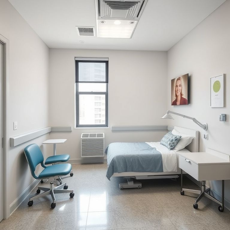 Modern, clean, convertible one-bedroom unit and medical center in Perth, showcasing professional, sleek interiors, ideal for featured images in a 16:9 aspect ratio.