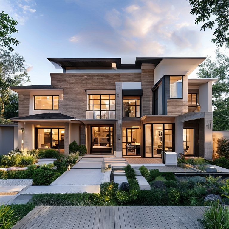 Modern, spacious 4-bedroom executive home with a study, featuring clean lines, professional paint finish, and a sleek roller shutter garage door, set in a 16:9 aspect ratio for a high-quality, photorealistic, and stylish image.