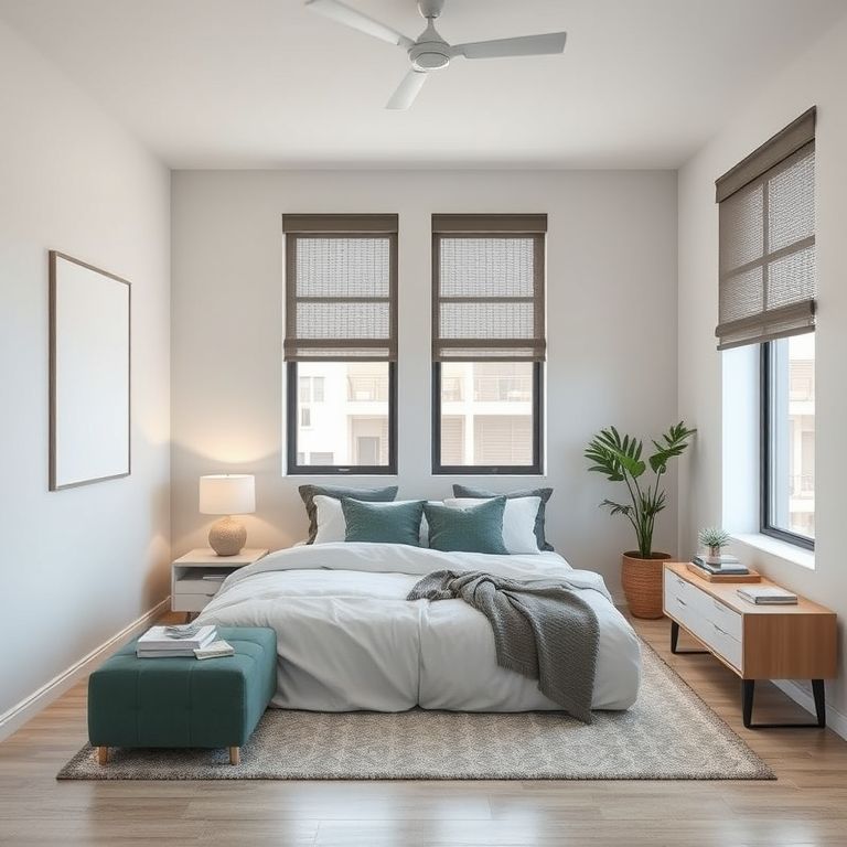 Modern, clean, two-story duplex undergoing painting services, showcasing sleek, professional finishes, situated near a bustling Perth shopping center. Ideal for showcasing mall maintenance contractors' expertise. 16:9 aspect ratio.