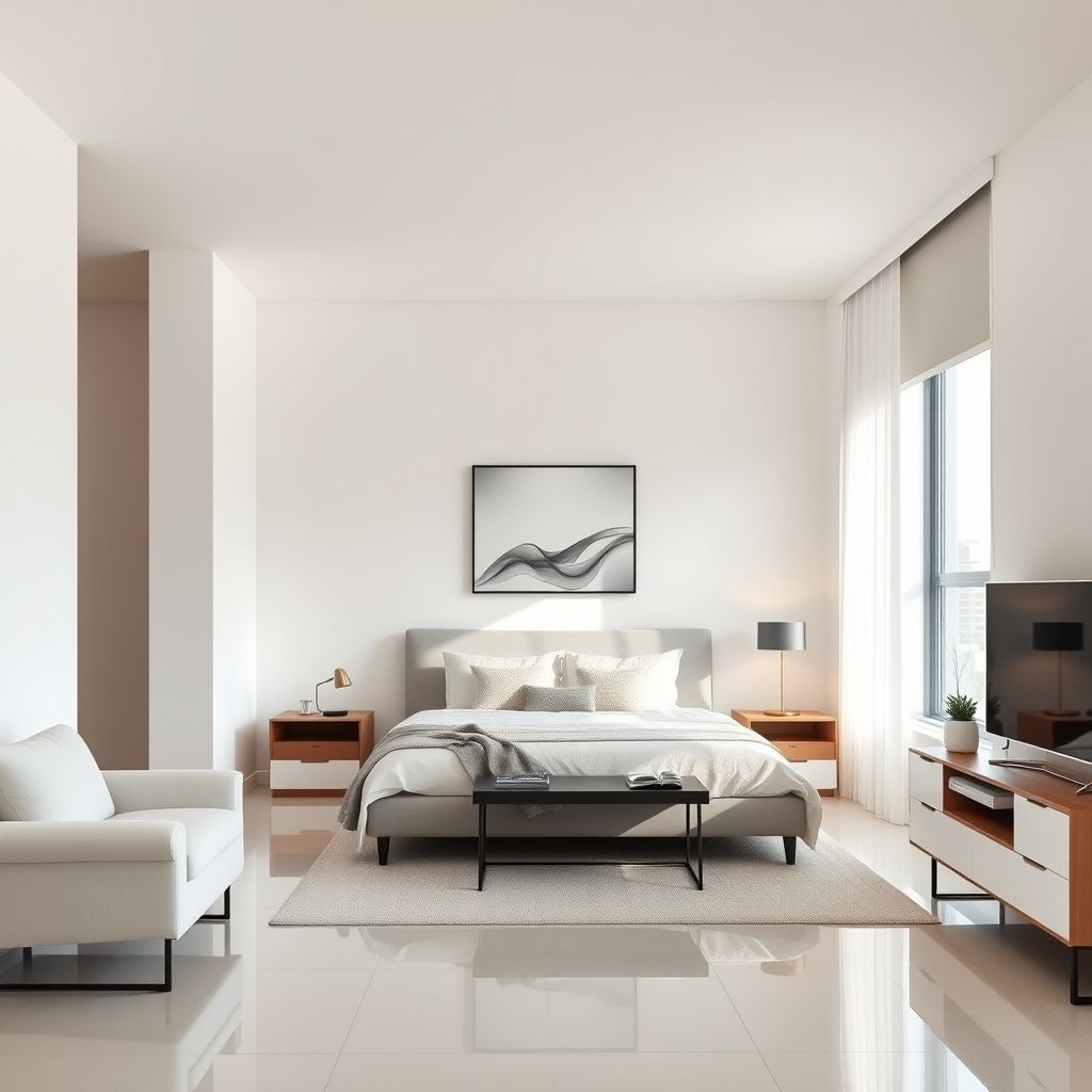 Modern, empty home with a fresh coat of paint. Two bedrooms, contemporary design, and professional results.